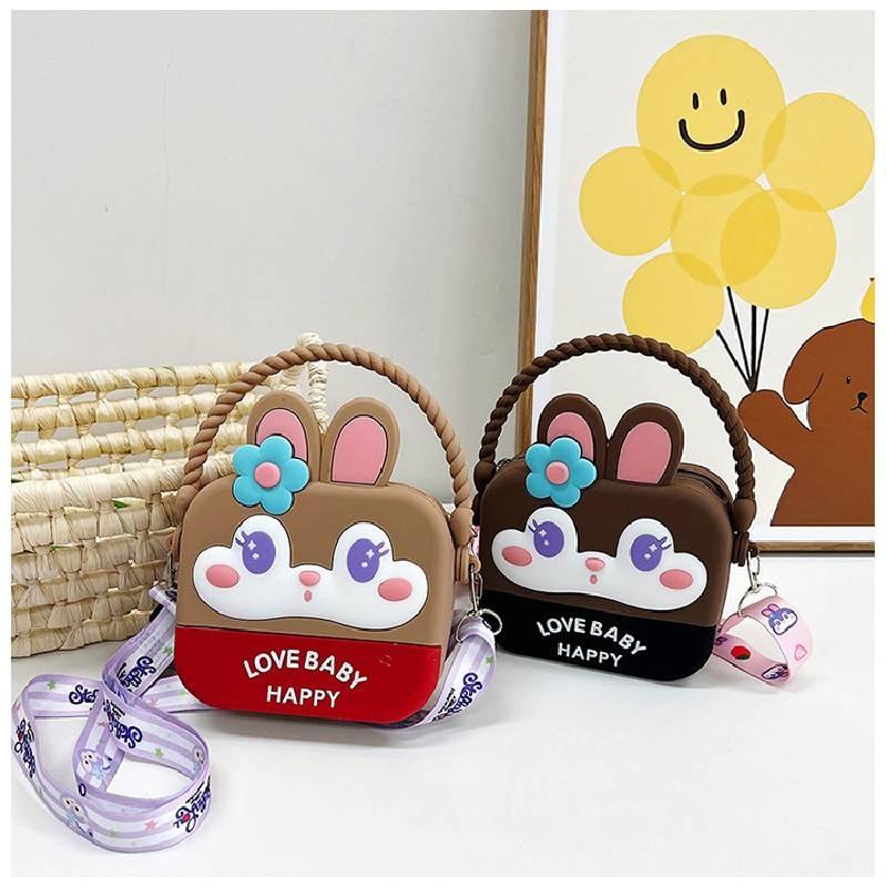 Entzückender Regenbogen-Cartoon-Silikon-Kinderrucksack mit 3D-Kaninchenlächeln und stilvollem Design