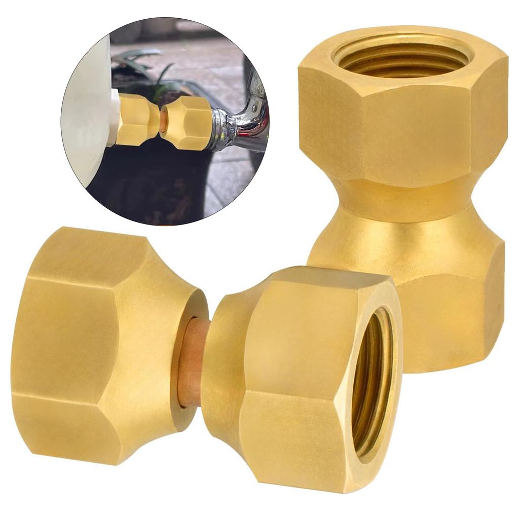 2 Peças Práticas Robustas Latão Fêmea Flanges Duplas Giratórias Adaptador para Linhas de Combustível Óleo Gás com Juntas de Borracha