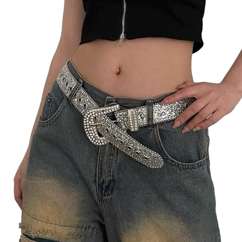 

Modern Hot Girl Glittered Waistband Western Gothic Style Belt for Jeans Dress Nightclub Girls Waistband 1