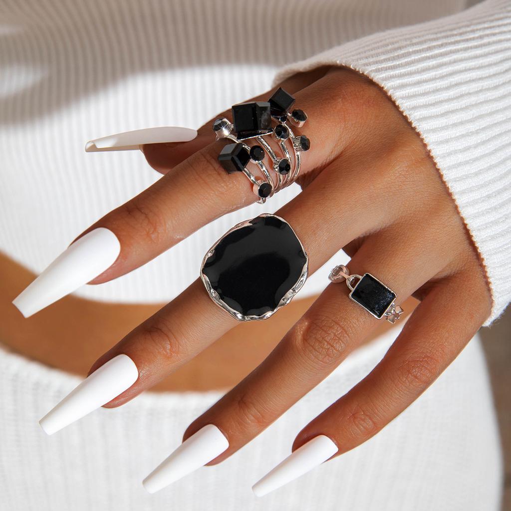 Alloy Personalized Gold Hemming Drip Ring Three-piece Design Spring Ring Ring Set Women