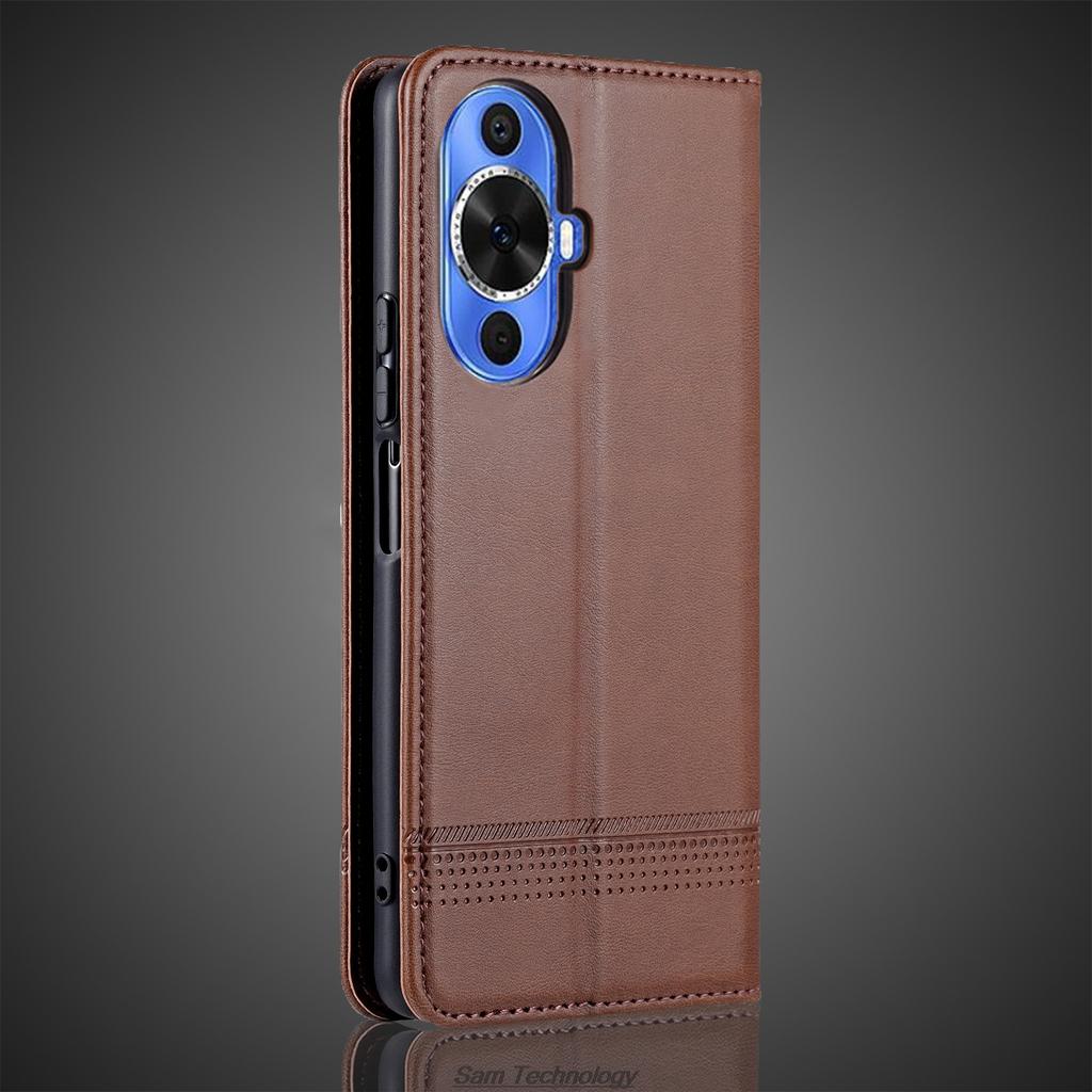 Deluxe Magnetic Adsorption Leather Fitted Case for Huawei Nova 12s Nova12s 6.7" Flip Cover Protective Case Capa Fundas Coque