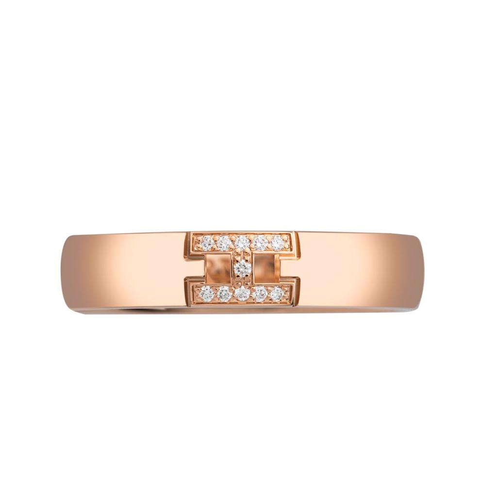 Hermes Ever Herakles Diamond Rose Gold Ring Unisex rings H119850B