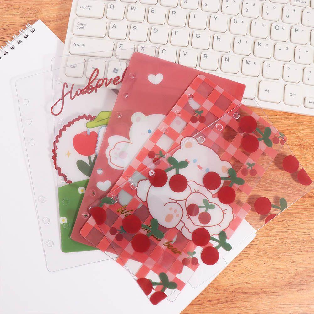 5Sheets A6 Loose-Leaf Notebook Refill Paper Cherry Flower Spiral Binder Divider Page Separator Index Binder Inner Page Bear