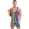 Mens Striped Wrestling Singlet Sleeveless Slim Fit Bodybuilding Gym Sports Bodysuit Romper