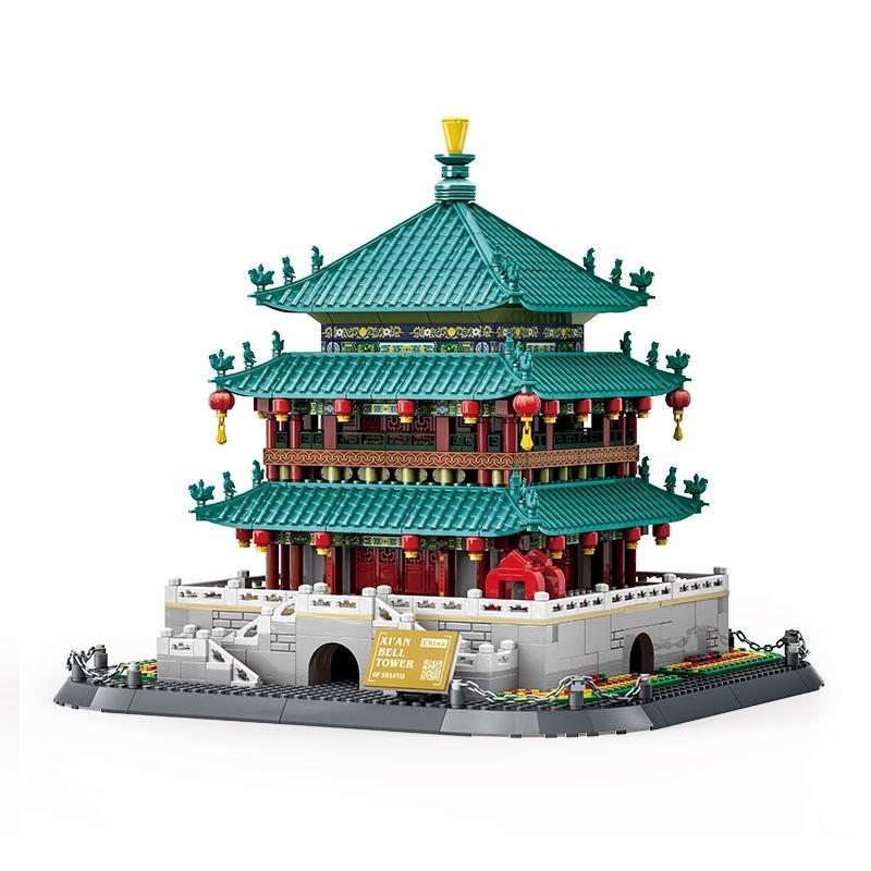 Shaanxi Xi'an Bell Tower Chinese Style Architectural Model - Small Particle Assembly Building Blocks