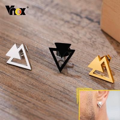 Vnox Coole Punk Dreieck Ohrstecker für Herren Schmuck, Anti-Allergie Edelstahl Geometrischer Ohrclip Zubehör, 1 Stück/Paar