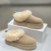 Sheepskin version! Small thick-soled heightening snow boots women's retro comfortable soft-soled plush thickened fluffy shoes short boots