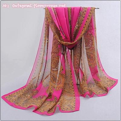 Fashion Women Chiffon Scarf Polyester Print Autumn Summer Pattern Silk Scarves Shawl KTB