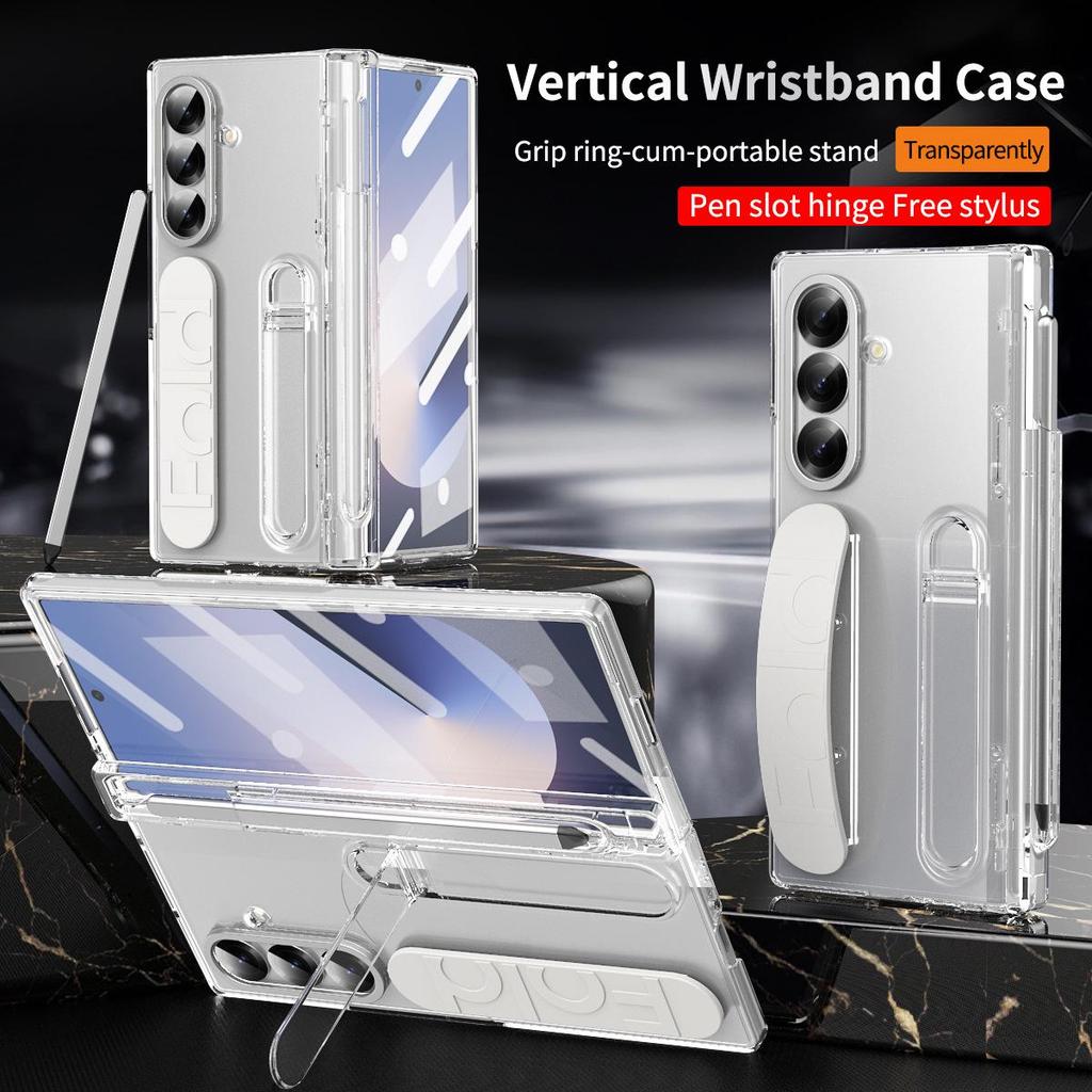 Samsung Z Fold7 Phone Case with Wristband, Pen Slot, Hinge Cover, and Screen Protection