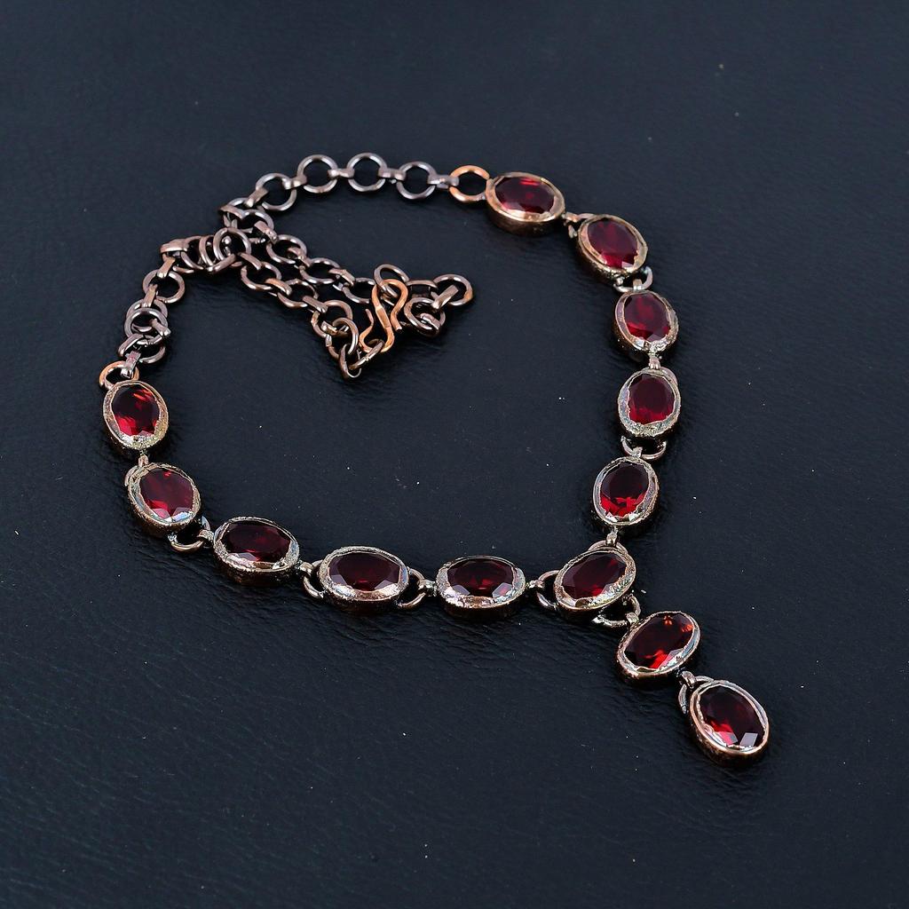 Collier de perles grenat du Mozambique en argent sterling, or ou or rose rempli, tour de cou délicat avec pierres précieuses rouges, long collier superposé pour femme - France