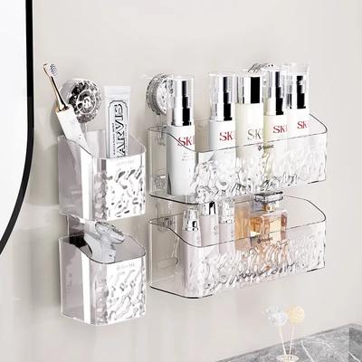 Dusch-Saugnapf-Regalkorb, helles Gletschermuster, eine Sekunde Installation, Badezimmer-Organizer, Aufbewahrung, drehbar zum Saugen, Entfernen