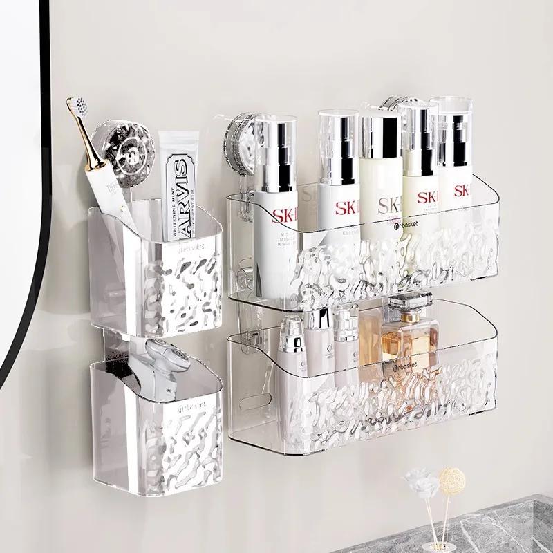 Dusch-Saugnapf-Regalkorb, helles Gletschermuster, eine Sekunde Installation, Badezimmer-Organizer, Aufbewahrung, drehbar zum Saugen, Entfernen