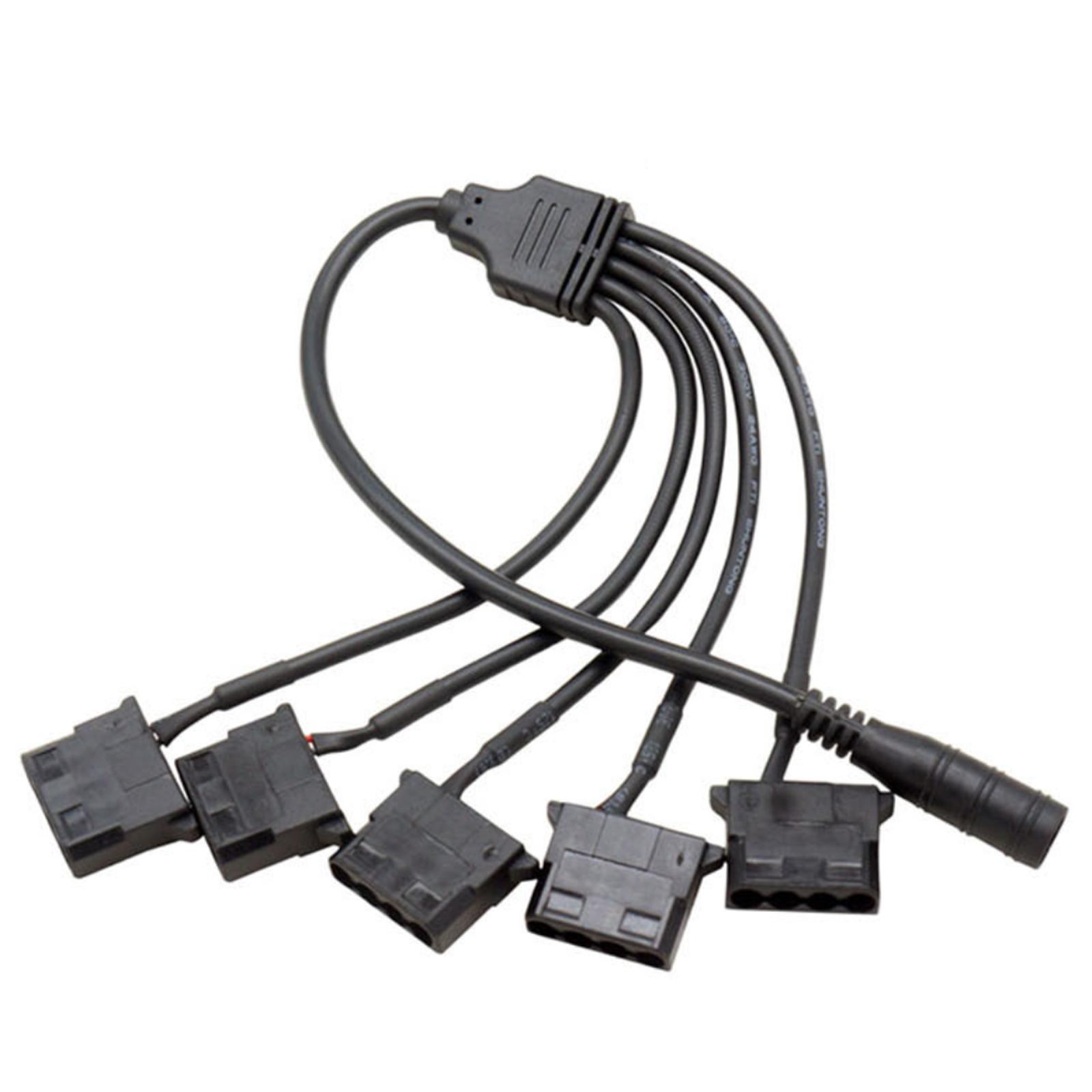 

DC 5.5x2.1mm Power Supply Plug to 5Pcs 4Pin PC Fan Power Adapter Cable Fan Splitter Cable Converts 1 To 5 Connector B