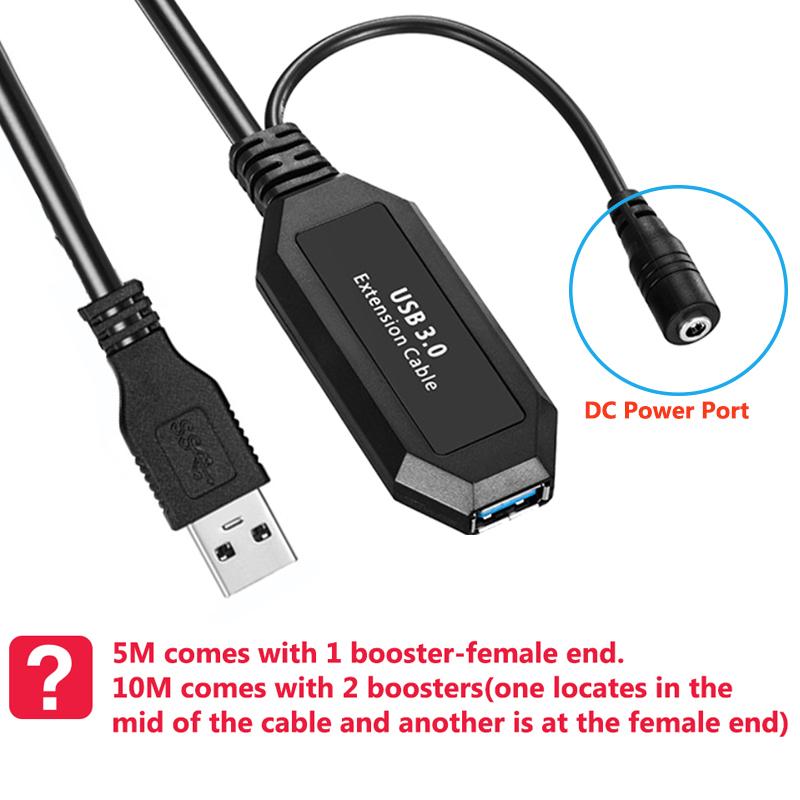 USB 3.0 Active Extension Cable with Signal Booster 10M 5M USB 3.0 Extender cable with Power USB 3.0 Extension cord for PC laptop 5m