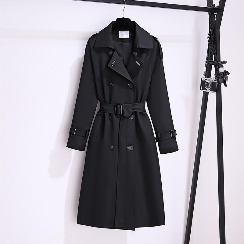 Damen Britischer Stil Windbreaker Streetwear Zweireihige Lange Trenchcoats Damen Elegant Herbst Winter Lässige Jacken