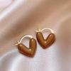 Maillard Coffee Color Amber Earrings Women's Autumn and Winter High-end Commuter Style Earrings Light Luxury Niche Design Earrings