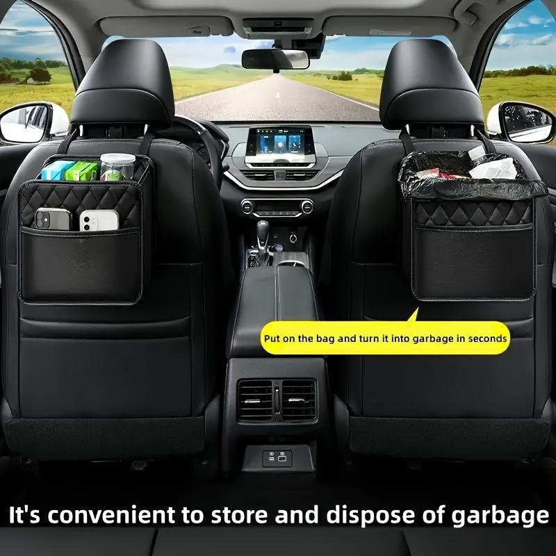 1pc Car Seat Back Storage Bag - Faux Leather Hanging Organizer, Stylish Car Accessory, Multifunctional Car Storage Bucket, Car Seat Storage Box