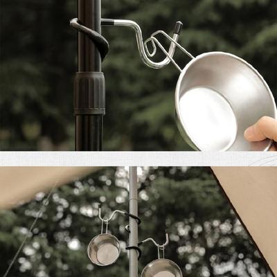 2 Stück Tragbare Zeltstangen Lampenhalter Outdoor Camping Lampenhaken Edelstahl Lichtständer Halter Stangen Halterung Hakenende Ausdauernd