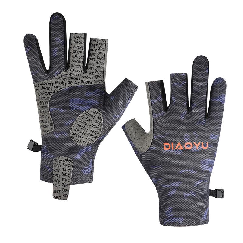 Spring & Summer Breathable Sun Protection Fishing Gloves - Anti-slip, Three-Fingerless, Thin Ice Silk, Wear-resistant Outdoor Angling Gloves