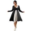 This Is A New V-neck Button-spliced Design Dress for Women In Autumn Featuring A Slimming and Waist-cinching A-line Dress