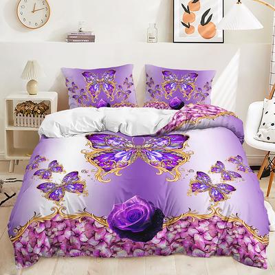 Dreamy Purple Butterfly Bedding Set 3D Print Polyester Duvet Cover Single Twin Queen King Size for Home Decoration Birthday Gift