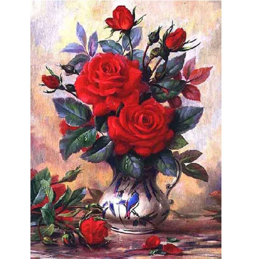 5D Diamond Painting, Peony Flower Sticker Diamond Cross Stitch Decorative Painting