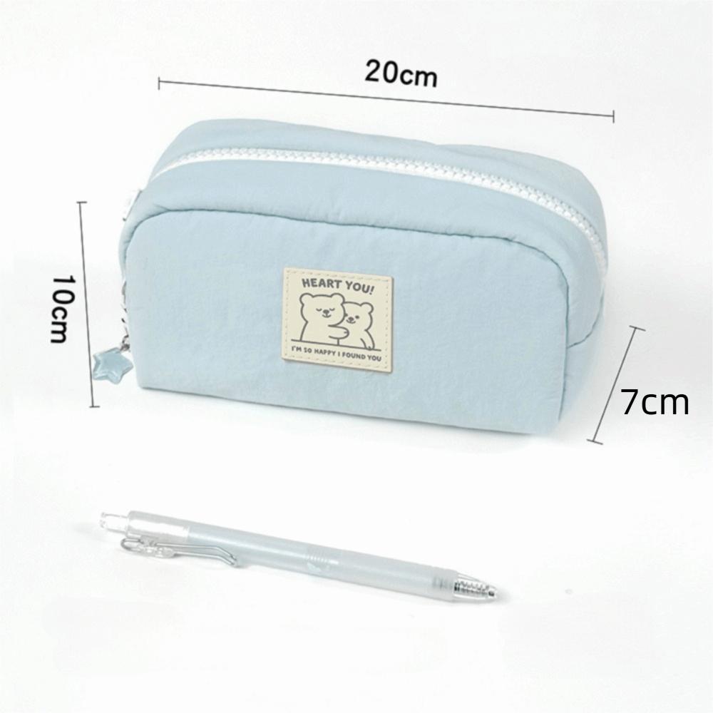 New Solid Color Pen Bag Large Capacity Cartoon Pencil Pouch Gift with Star Pendant Stationery Organizer School Office