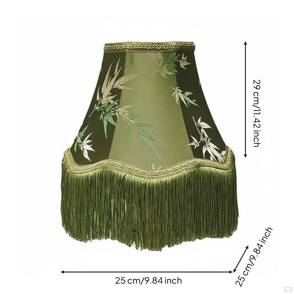 Lampshade Handmade Tassel Fringed Lamp Shade for Bedroom Green Dome Fringe