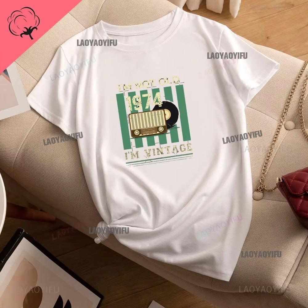 Vintage Funny Made in 1974 All Original Parts T Shirt Graphic Streetwear Short Sleeve Birthday Gifts Summer Cotton Tshirt Men