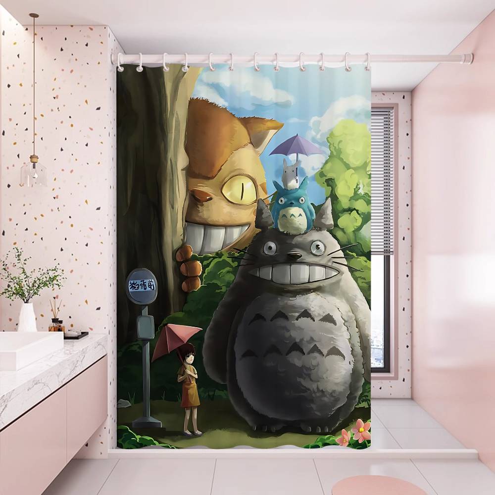 Anime My Neighbor Totoro Modern Simple Shower Curtain Bathroom Decorative Polyster Shower Curtain with Hook