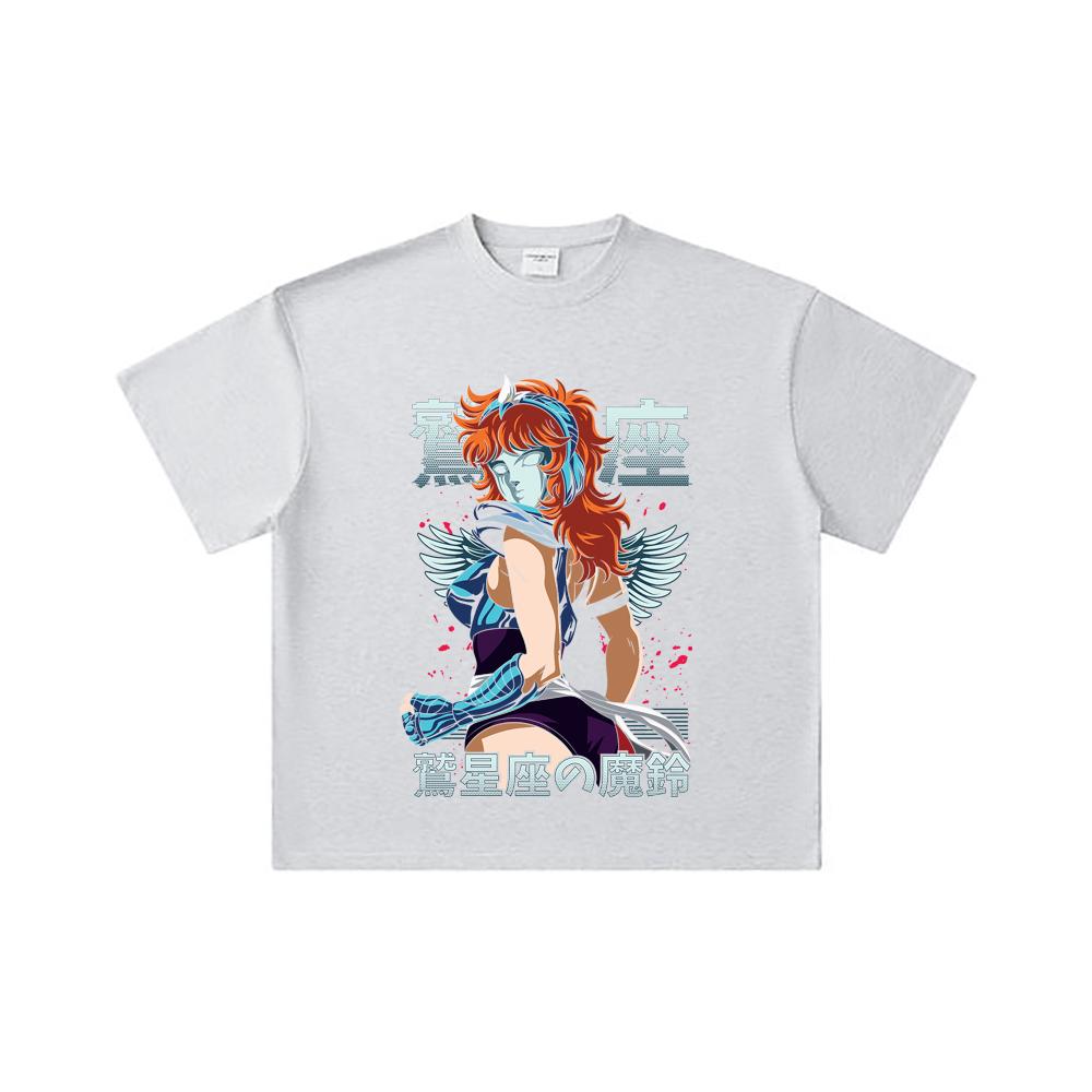 260 GSM Double Yarn 32 Count 100% Cotton Saint Seiya V9 Eagle Marin Print Unisex Heavy Cotton T Shirt