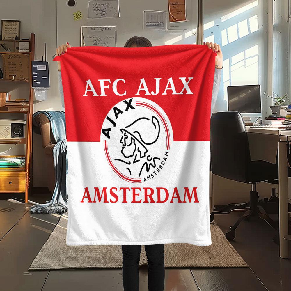 1PC AFC Ajax Patterned Flannel Blanket Suitable For All Seasons for Home Decor Warmth and Comfort Gifts Holiday Present