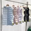 [Spot white duck down] New hooded ribs vest autumn and winter warm down vest women