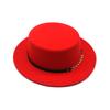 British Style Chain Solid Color Flat Top Top Hat Female And Male Gentleman Belt Buckle Large Wide Brim Retro Classic Jazz Hat