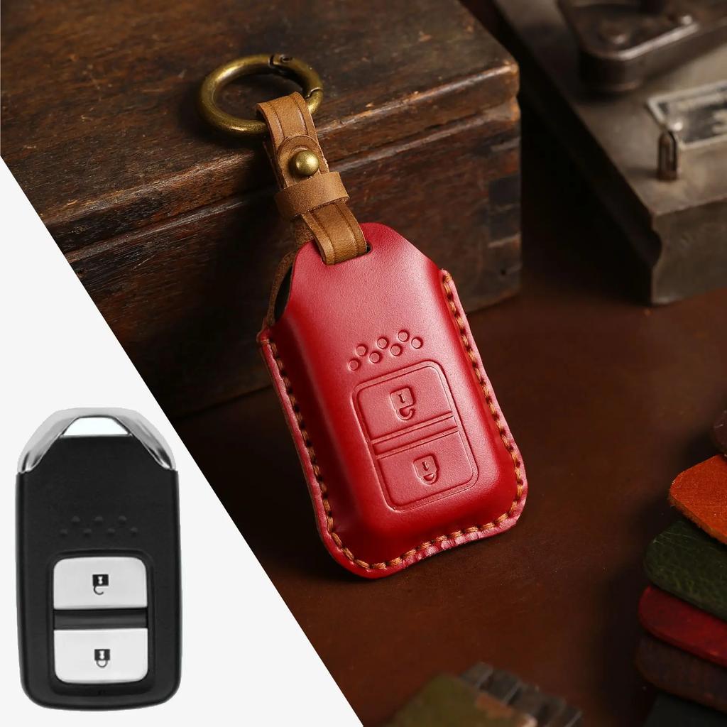 Leather Car Key Case Cover Fob Protector for Honda City Turbo Crider XRV 10th Civic Accord Keychain Holder Keyring Accessories