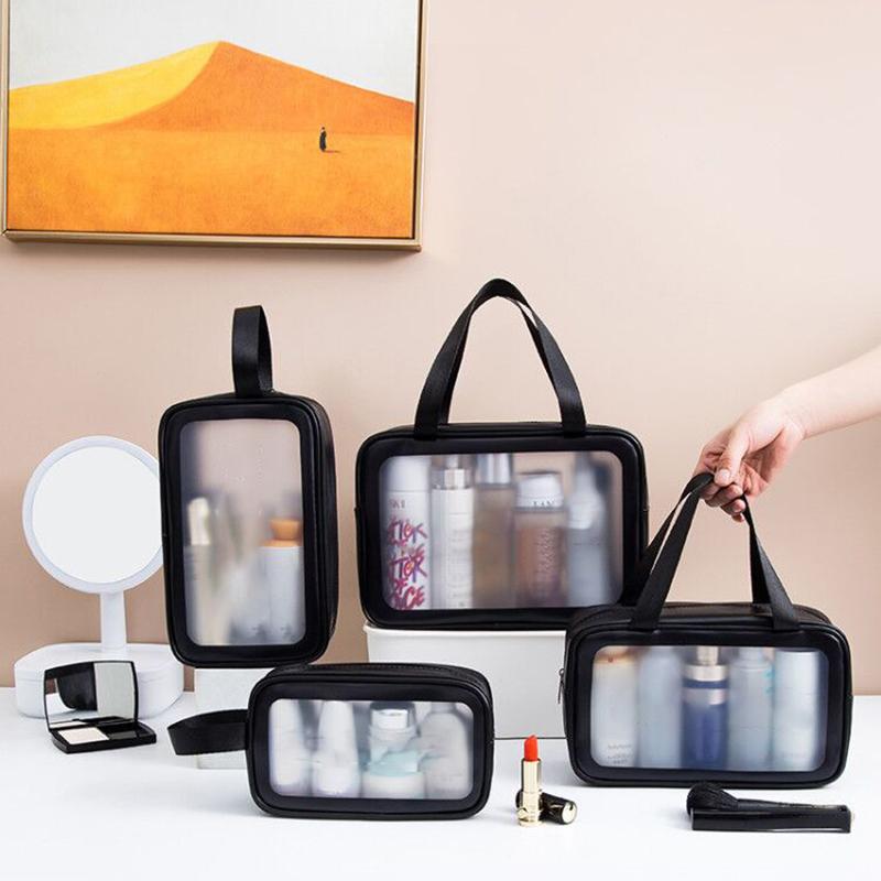 Pu Frauen Reise Aufbewahrungstasche Kosmetiktasche Make-up Tasche Reise Organizer Taschen wasserdichte Kulturtasche transparente Kosmetiktaschen