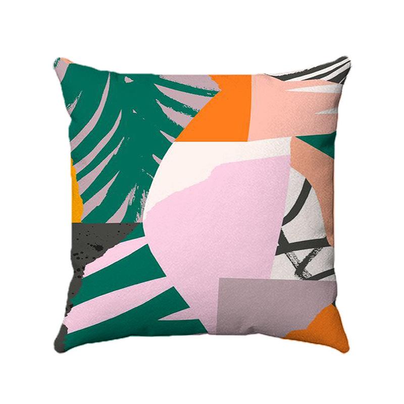 Simple And Abstract Geometric Plants Digital Printing Short Plush Pillow Covers For Car Sofa Office Cushion Cover Home Goods