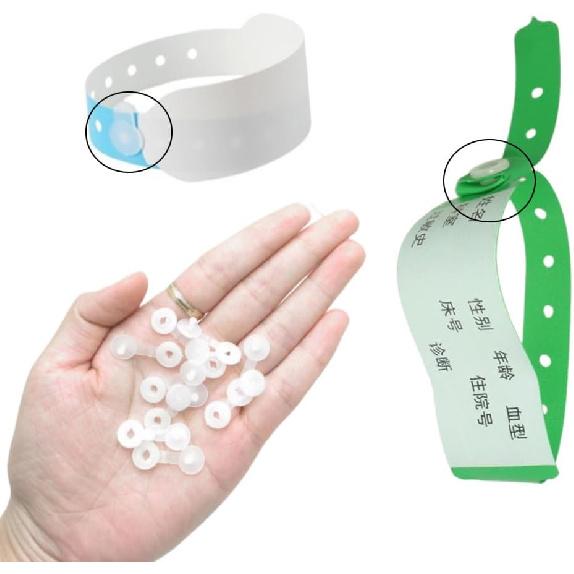 100 Pack Hospital Wristbands Snap Buckle Disposable Secure Lock Clip for Vinyl Wristband Events Wrist Band Concert Waterpark Party Bracelet Festival