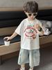 Boys' Cartoon Mouse Bamboo Cotton T-Shirt - Japanese Trend, Summer 2026 Style, Kids' Half Sleeve