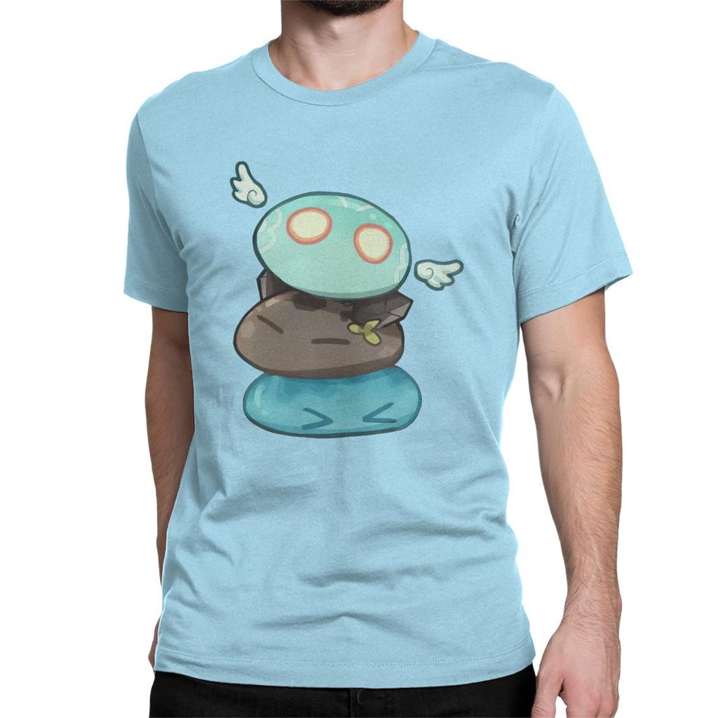 Anemo Hydro Slime Genshin Impact Slime Stack T Shirts Men S Cotton Vintage T Shirts