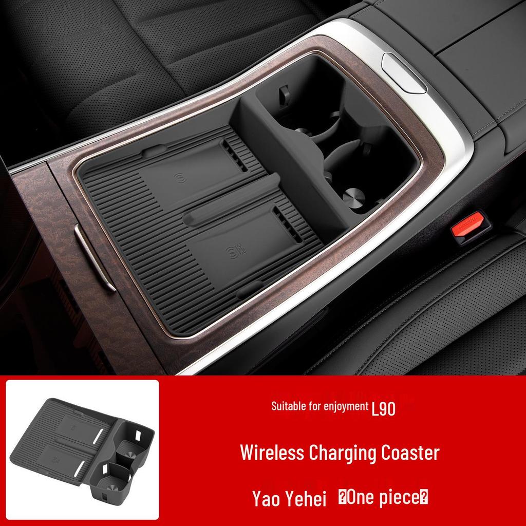 L90 Center Console Cup Holder Wireless Charger & Protective Mat for Car Interior
