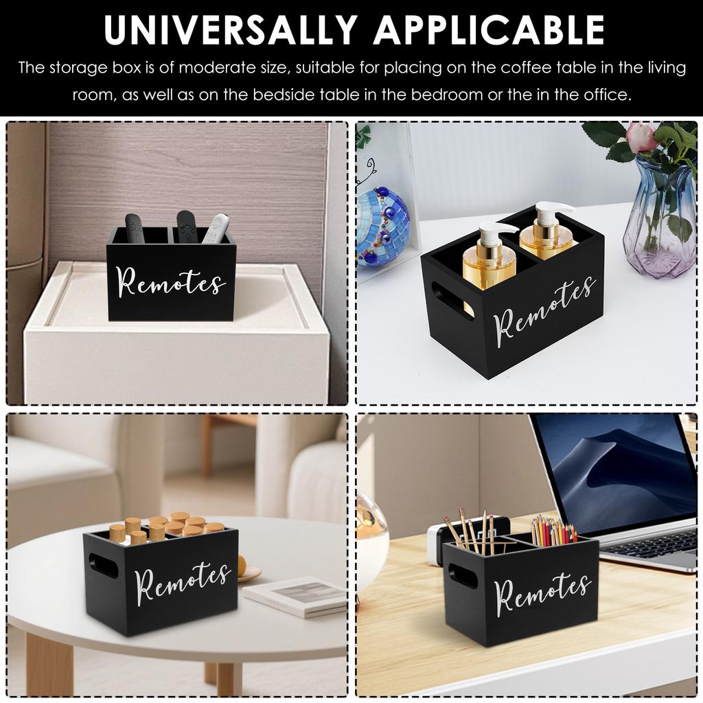 Remote Control Holder for Table Wooden TV Remote Holder Remote Box Storage Organizer for Living Room Bedroom Office