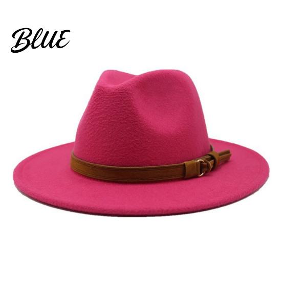 Chapeau Décontracté pour un Usage Quotidien Chapeau Fedora en Feutre de Laine Panama Unisexe avec Bande en Simili Cuir Headgear Laineux Durable Trilby à Large Bord Vintage pour Femmes