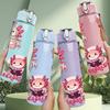 1pz Figura Gruppo Floreale Triplo Axolotl 750ml Plastica Colorata Borraccia Anti-perdita Tappo a Flip con Cannuccia Per Sport Ufficio Uso Domestico