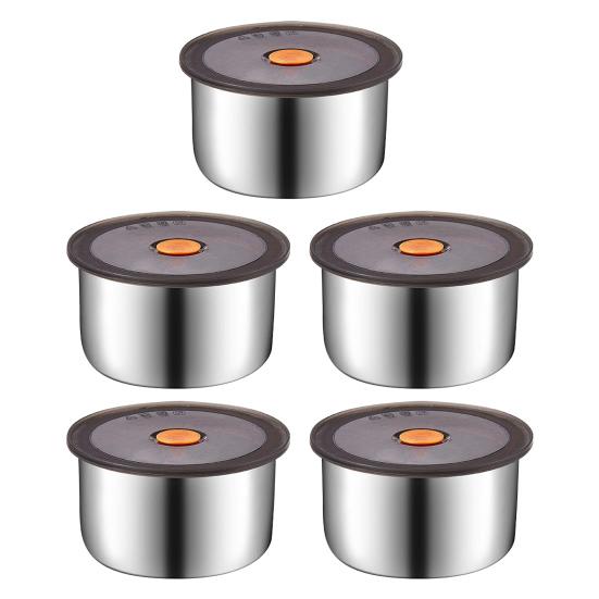 

1/2/3/4/5/6/8/10 шт. Набор контейнеров для хранения продуктов Ланч-бокс из нержавеющей стали Штабелируемые контейнеры для закусок 5pcs