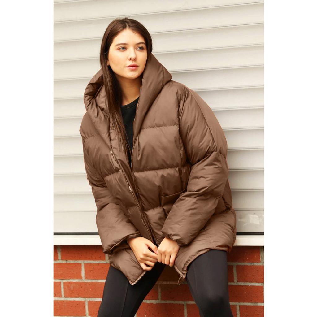 Hooded Oversize Puffer Jacket - Black