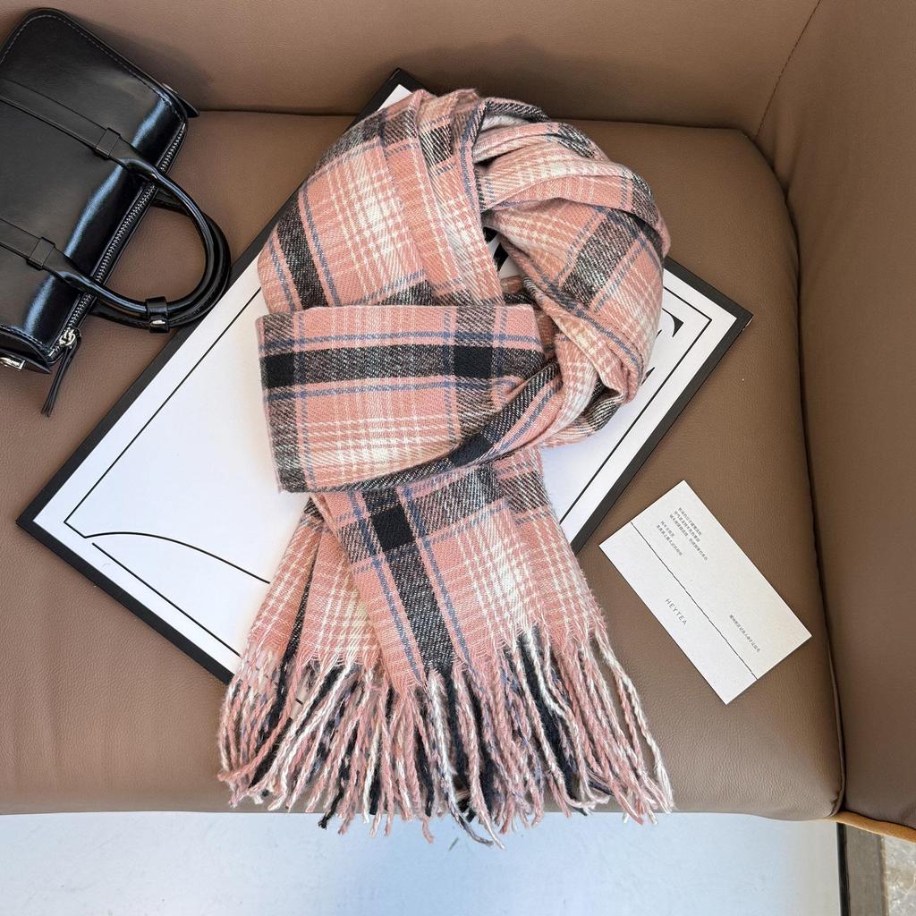 Elegant Red Plaid Scarf: Versatile High-End Shawl for Winter and Autumn