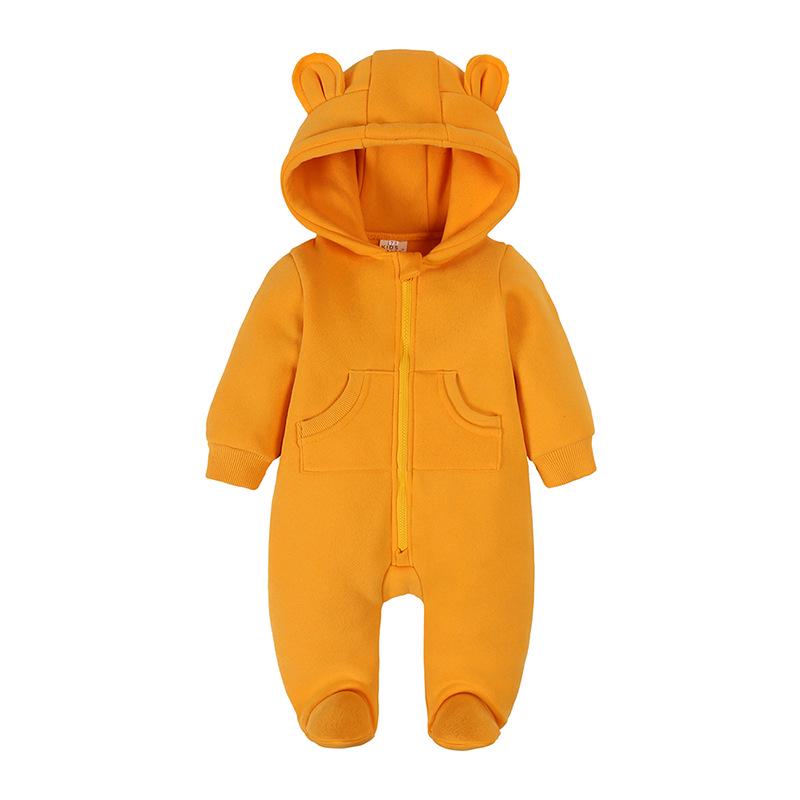 Autumn Winter Fleece Baby Jumpsuit: Cartoon Animal Footed Romper