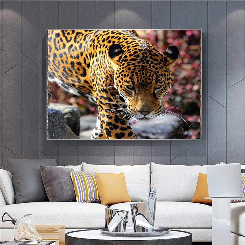 Tropical Animals Fantasy Poster Leopard in Jungle Canvas Painting Wall Prints Picture for Living Room Home Decor