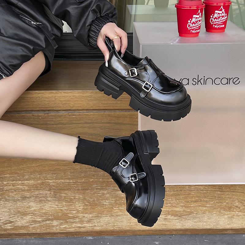 Spring 2025 New High-end Platform Thick-heeled Single Shoes British Style Loafers Versatile Niche Heightening Leather Shoes